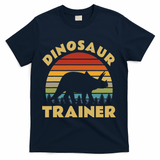 Dinosaur Trainer Halloween Costume Retro Sunset Dino Outline T-Shirt - Navy