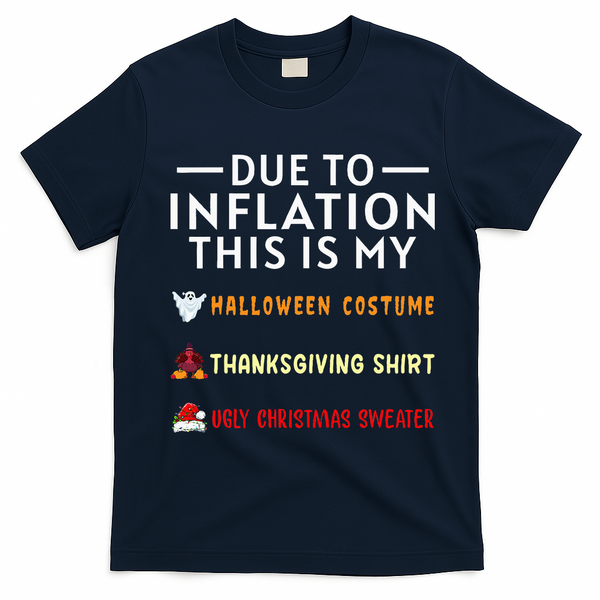 Due To Inflation This Is My Funny Halloween Costume T-Shirt - Navy Blue