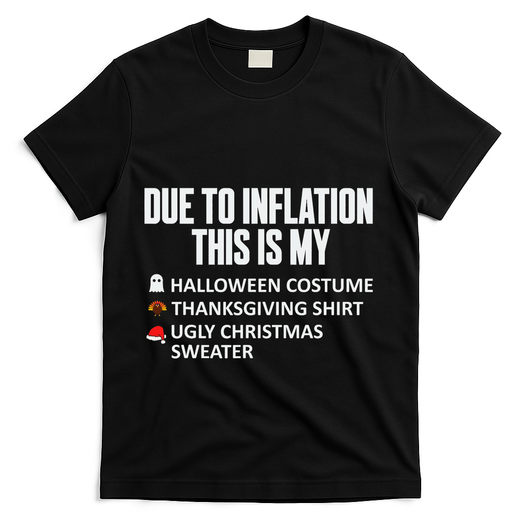 Due To Inflation This Is My Halloween Thanksgiving Christmas T-Shirt - Black
