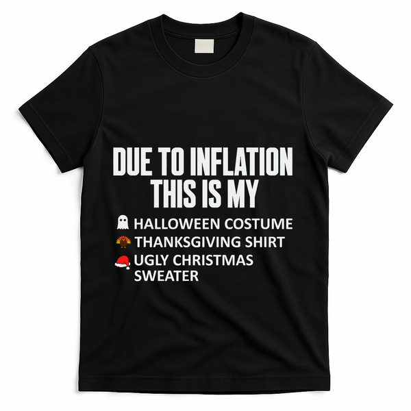 Due To Inflation This Is My Halloween Thanksgiving Christmas T-Shirt - Black