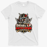 Diesel Up Rates Down Trucking Community Support Truckers Strike T-Shirt - White
