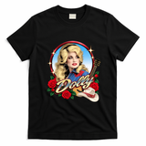 Dolly Western Country Music Floral Tribute Memorial T-Shirt - Black