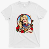 Dolly Western Country Music Floral Tribute Memorial T-Shirt - White