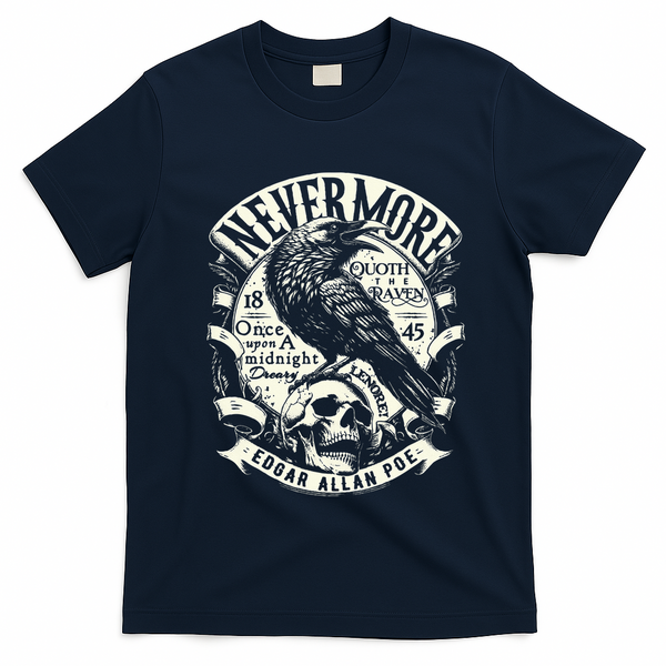 Edgar Allan Poe Quoth The Raven T-Shirt - Navy Blue