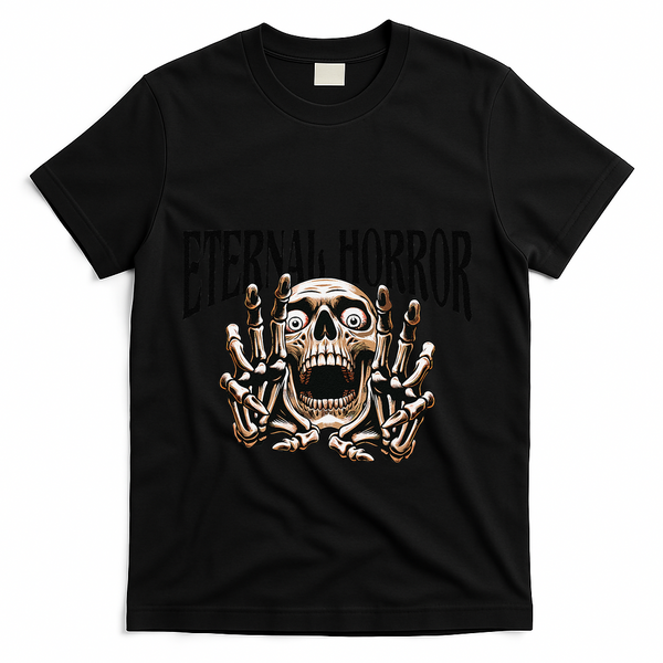 Eternal Horror Creepy Skeleton Screaming Dark Horror Spooky T-Shirt - Black