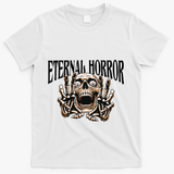 Eternal Horror Creepy Skeleton Screaming Dark Horror Spooky T-Shirt - White