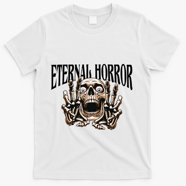 Eternal Horror Creepy Skeleton Screaming Dark Horror Spooky T-Shirt - White