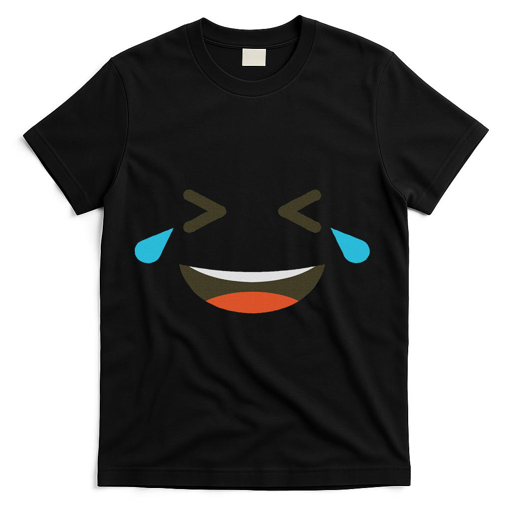 Emoticon Halloween Costumes Laughing Crying Face T-Shirt - Black