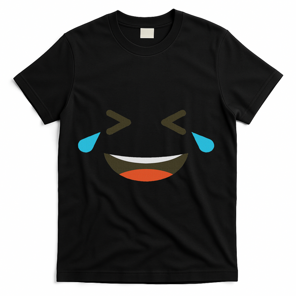 Emoticon Halloween Costumes Laughing Crying Face T-Shirt - Black