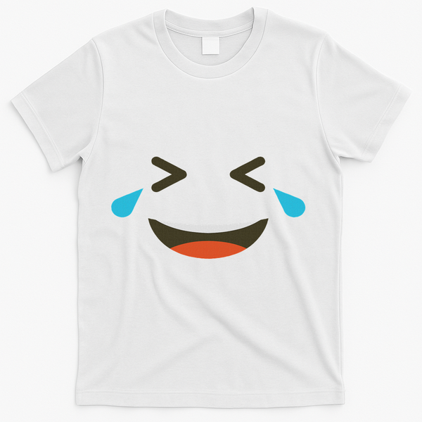 Emoticon Halloween Costumes Laughing Crying Face T-Shirt - White