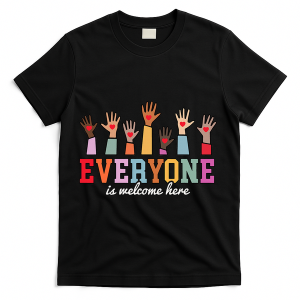Everyone Is Welcome Here Idaho Teacher  T-Shirt - Black