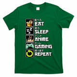 Eat Sleep Anime Gaming Repeat Kawaii Otaku Manga T-Shirt - Irish Green