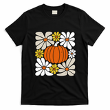 Fall Autumn Halloween Pumpkin Pattern T-Shirt - Black