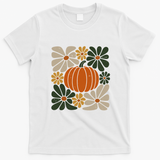 Fall Autumn Halloween Pumpkin Pattern T-Shirt - White