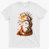 Fox And Owl Autumn Fall T-Shirt - White