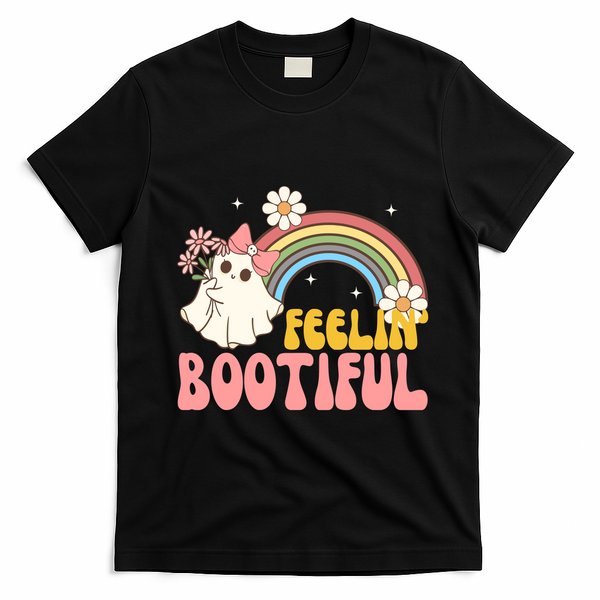 Feeling Bootiful Cute Retro Ghost Halloween T-Shirt - Black