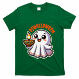 Fun Boo Ghost Lantern Diwali Deepavali Halloween Diwalloween T-Shirt - Green