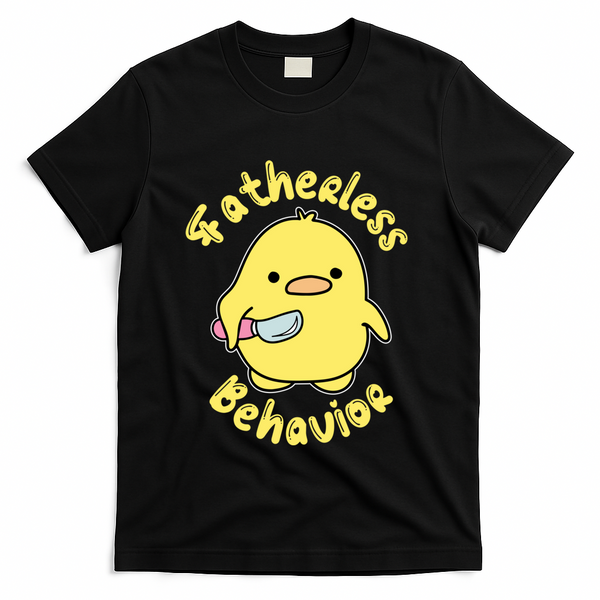 Fatherless Behavior Knife Duck Cute Design Cool Gift T-Shirt - Black