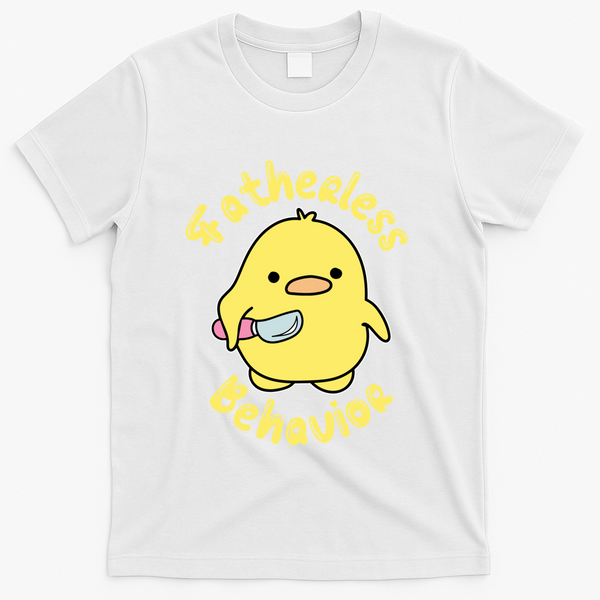 Fatherless Behavior Knife Duck Cute Design Cool Gift T-Shirt - White