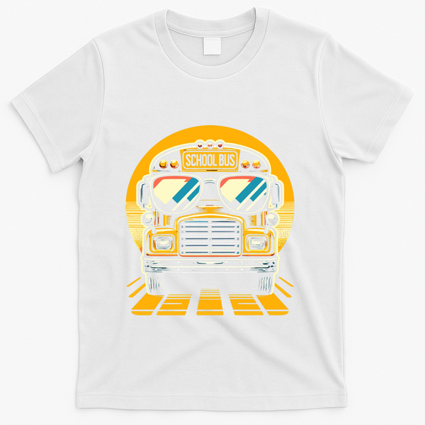 Funny Bus With Sunglasses School Bus Driver Back To School Funny Gift T-Shirt - White