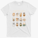 Funny Coffee Cats Cute Cat Themed Beverage T-Shirt - White