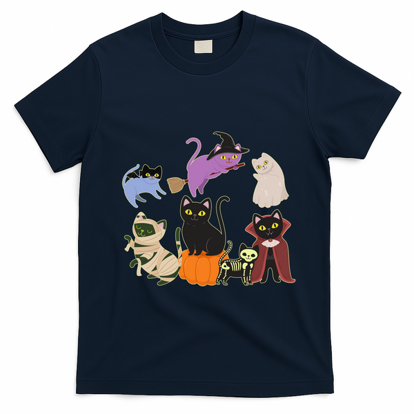 Funny Cute Halloween Costume Cats Kitties T-Shirt - Navy Blue