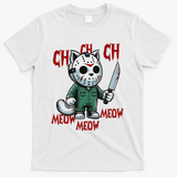 Funny Cat Horror Movies Cute Halloween For Cat Kitty Lovers T-Shirt - White