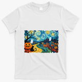 Funny Classic Van Gogh Inspired Halloween Scene T-Shirt - White