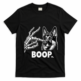Funny Dog German Shepherd Skeleton Hand Boop Costume T-Shirt - Black