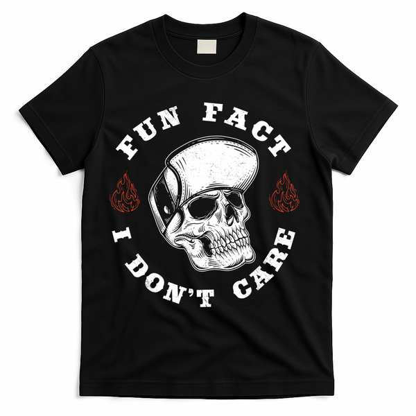 Fun Fact I Don't Care Funny Skeleton Sarcastic T-Shirt - Black
