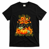 Fall For Jesus He Never Leaves Halloween Autumn Thanksgiving T-Shirt - Black