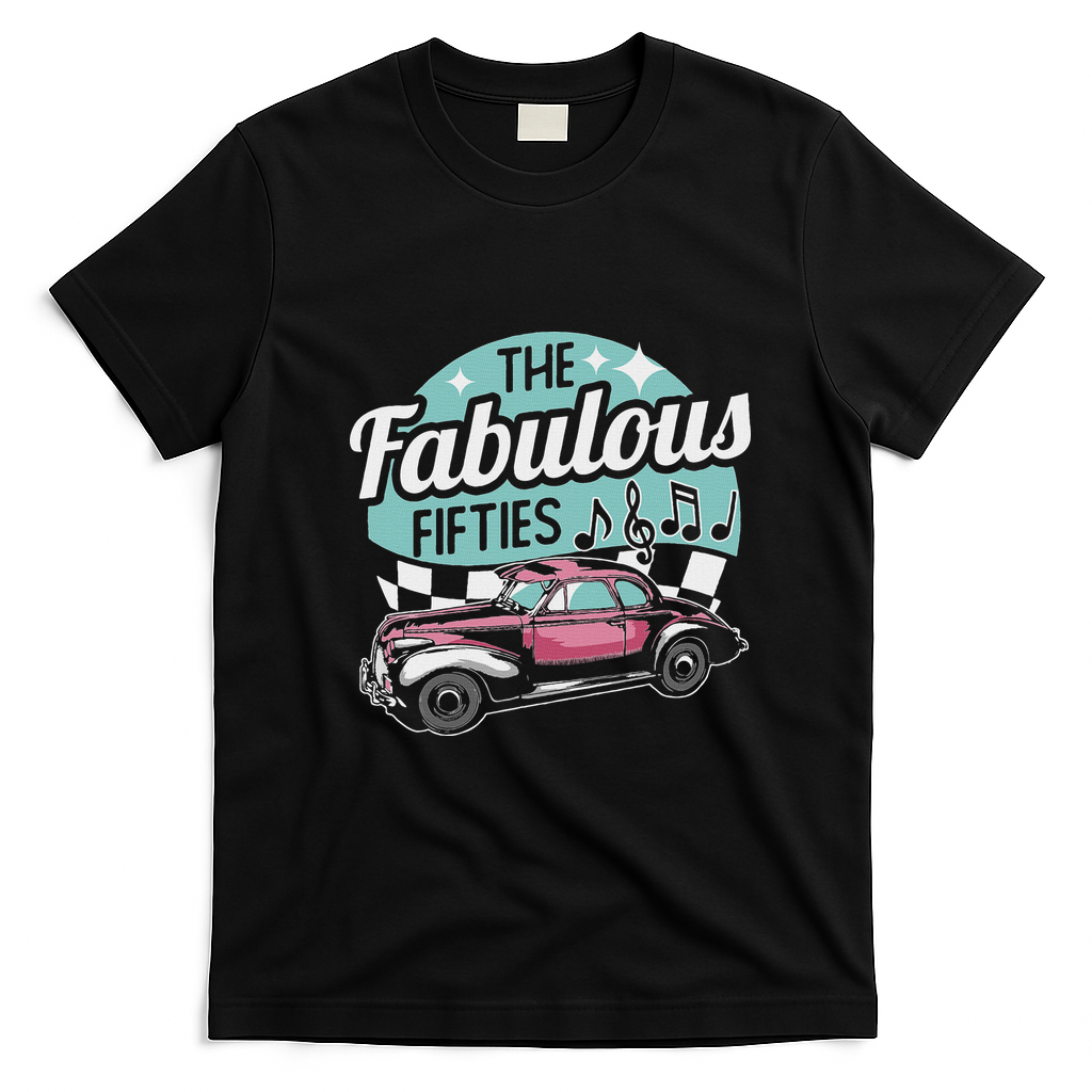 Fabulous Fifties Rockabilly Classic Car Psychobilly Rocker T-Shirt - Black