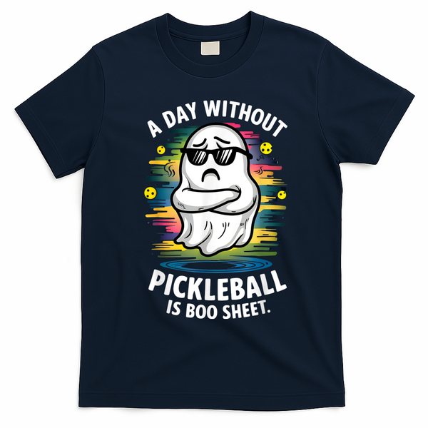 Funny Ghost A Day Without Pickleball Is Boo Sheet T-Shirt - Navy Blue