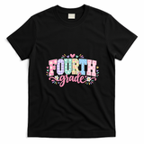 Fourth Grade Fun Colorful Floral Back To School T-Shirt - Black