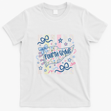 Fourth Grade Floral Print Fun Back To School Vintage Retro T-Shirt - White