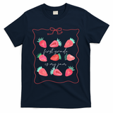 First Grade Is My Jam Strawberry 1st Grade Teacher T-Shirt - Navy