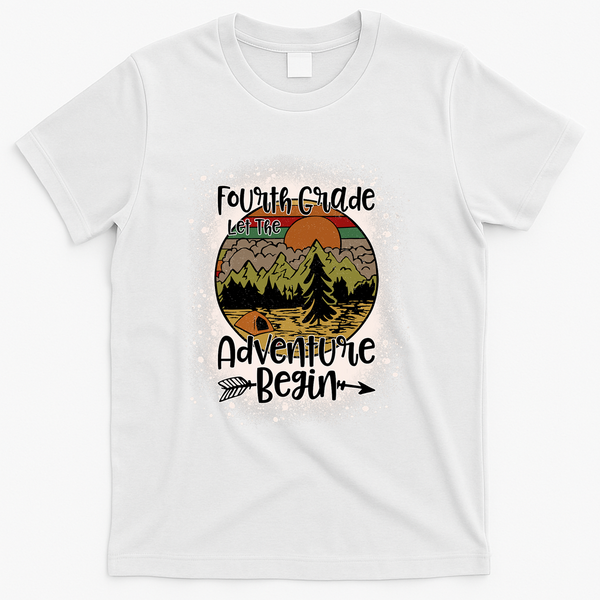 Fourth Grade Let The Adventure Begin Team 4th Grade Teacher T-Shirt - White