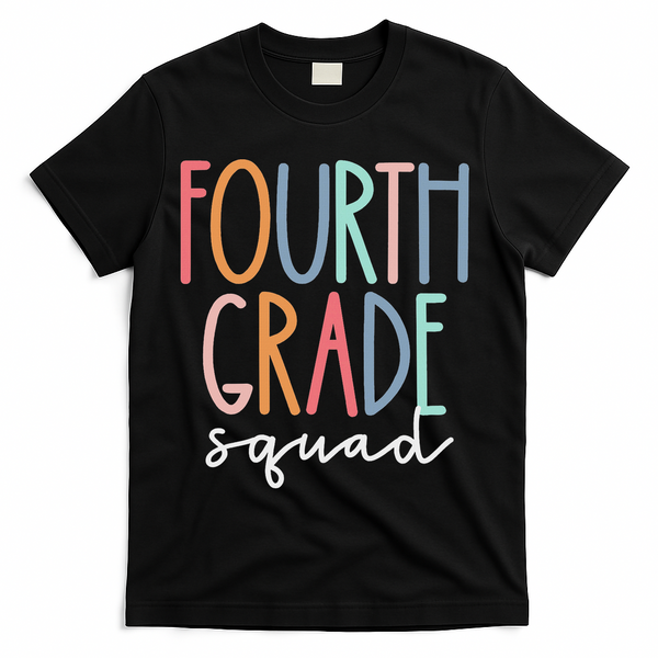Fourth Grade Squad 4th Teacher Crew Back To School Team T-Shirt - Black