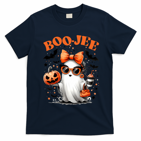 Funny Halloween Boojee Cute Ghost T-Shirt - Navy Blue
