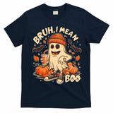 Funny Halloween Bruh I Mean Boo Ghost T-Shirt - Navy Blue