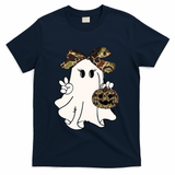 Funny Halloween Camouflage Camo Ghost Hello Hunting Season T-Shirt - Navy