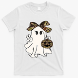 Funny Halloween Camouflage Camo Ghost Hello Hunting Season T-Shirt - White
