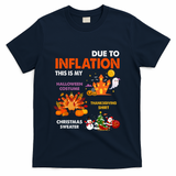 Funny Halloween Costume Thanksgiving Ugly Christmas T-Shirt - Navy