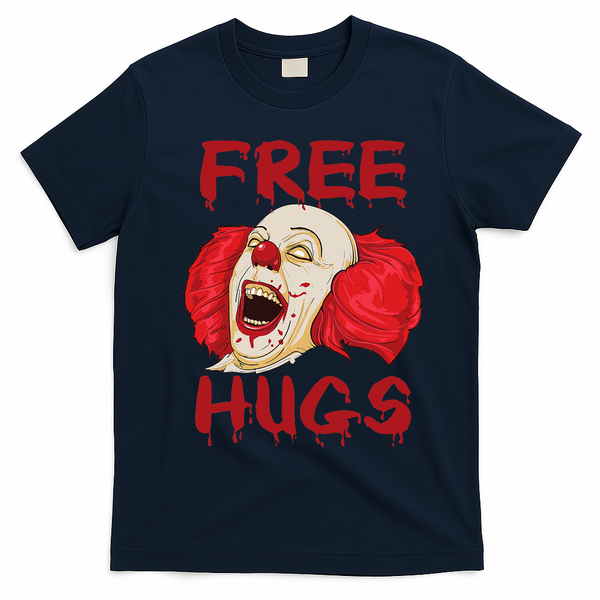 Free Hugs Halloween Evil Killer Scary Clown Horror Gift T-Shirt - Navy Blue