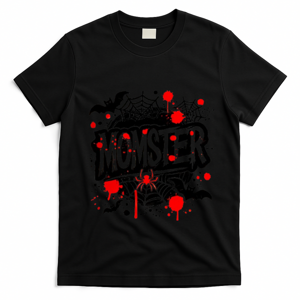 Funny Halloweem Momster Monster Mommy Mom Mother Matching Family T-Shirt - Black