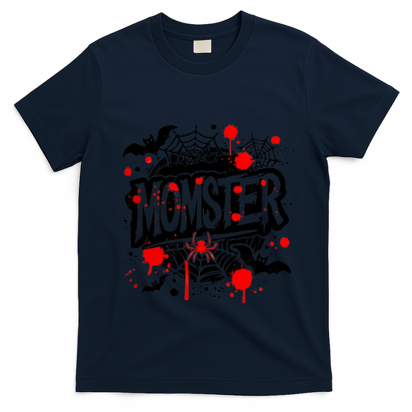 Funny Halloweem Momster Monster Mommy Mom Mother Matching Family T-Shirt - Navy Blue