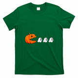 Funny Halloween Pumpkin Eating Ghost Gamer Retro Gaming T-Shirt - Irish Green