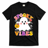 Funny Halloween Spooky Vibes Trick Or Treating Ghost T-Shirt - Black