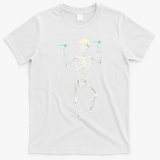Funny Halloween Skeleton Drinking Martini Cocktail T-Shirt - White