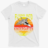 Flying Into Kindergarten Airplane Teacher Back To School T-Shirt - White